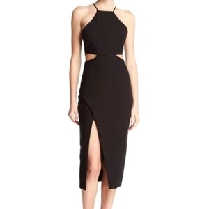 Cinq a Sept Yael Dress Sleeveless Cut Out Formal Midi Sheath Black